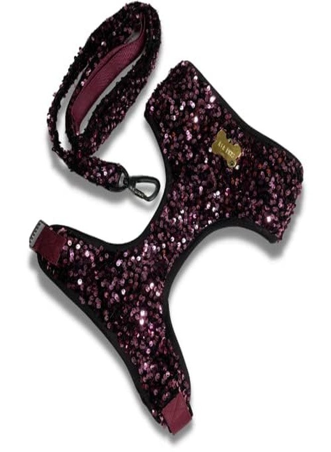 A+a Pets' Sequins Harness & Leash Set for Dogs and Cats. (S, Pink) - Image 1